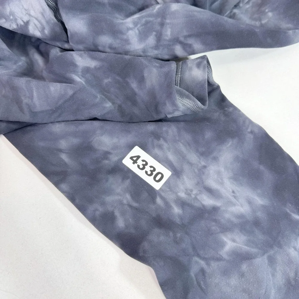 Lululemon Leggings Womens 14 Black Gray Tie Dye High Rise Yoga Athletic Pants